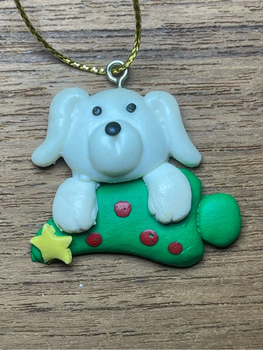 Vintage Polymer Clay Cat Dog Christmas Ornaments Lot Miniature Holiday Decor 4pc